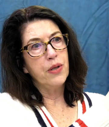 Still image of interview subject Susan Rogers.