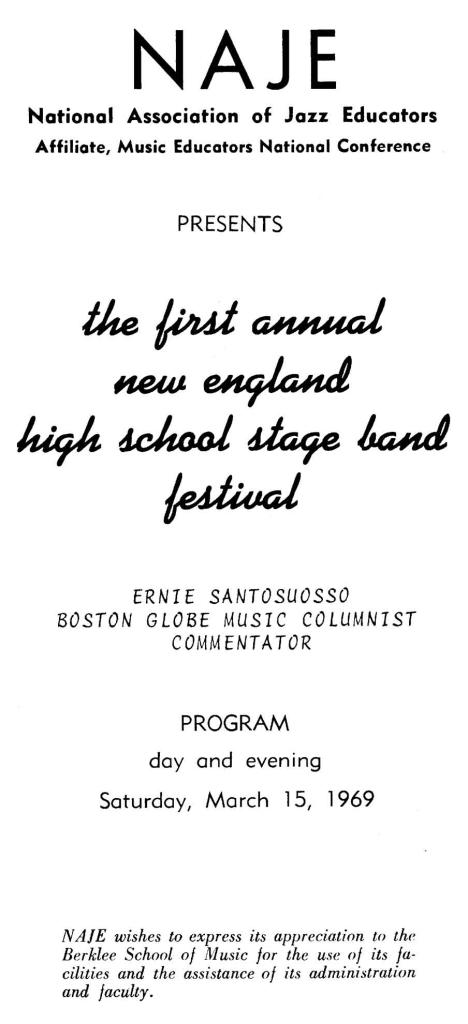 First Annual New England High School Jazz Festival c. 1969