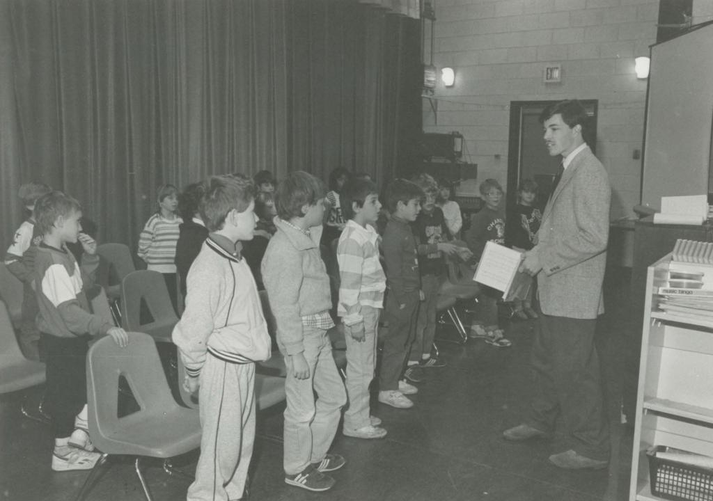 Berklee community members lead school students, c. 1994